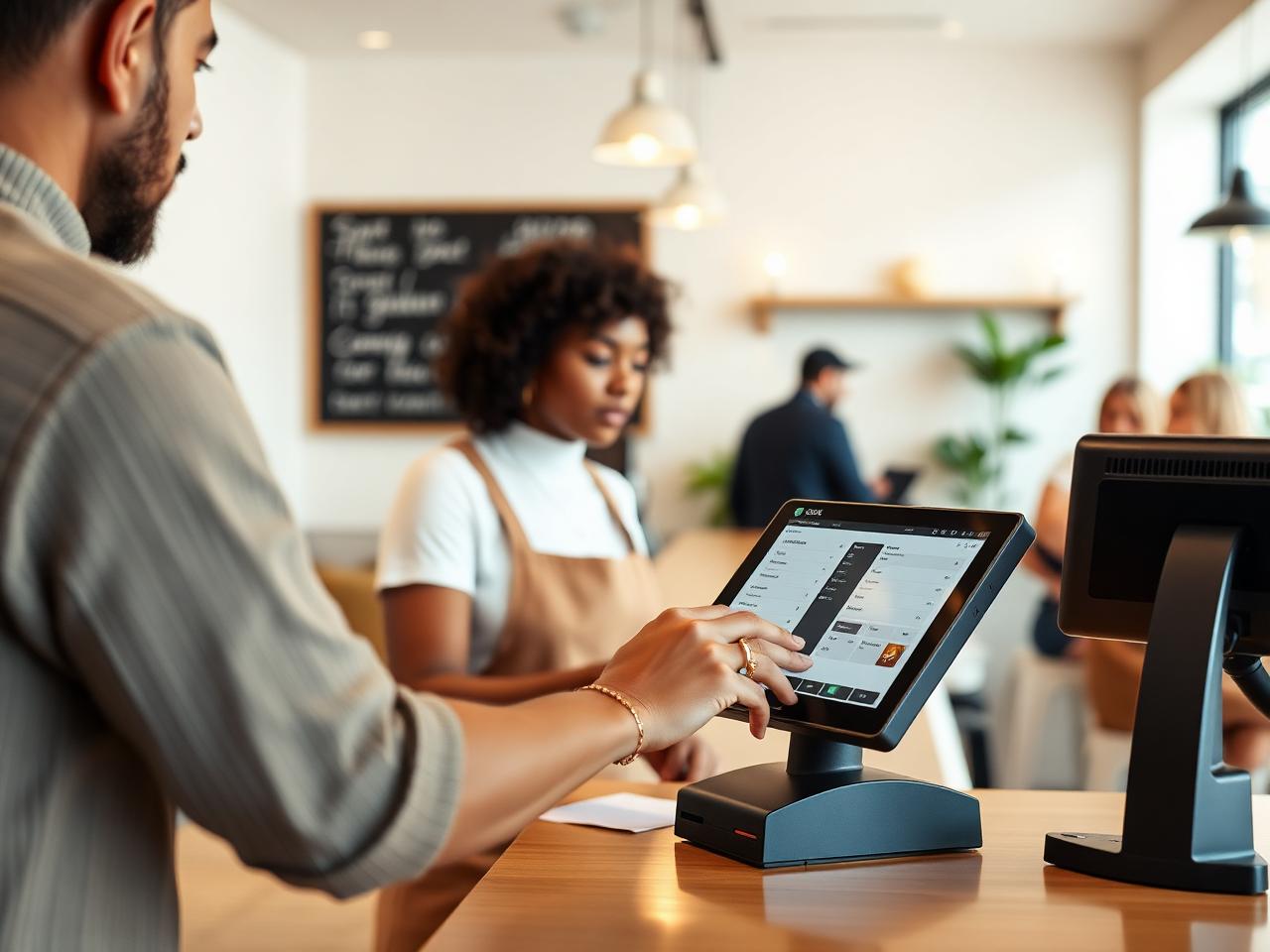 Cashier taking an order on IdeasPOS in a cafe