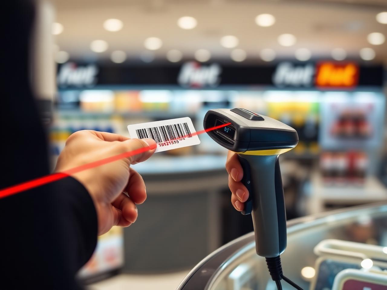 Barcode scanner at retail counter