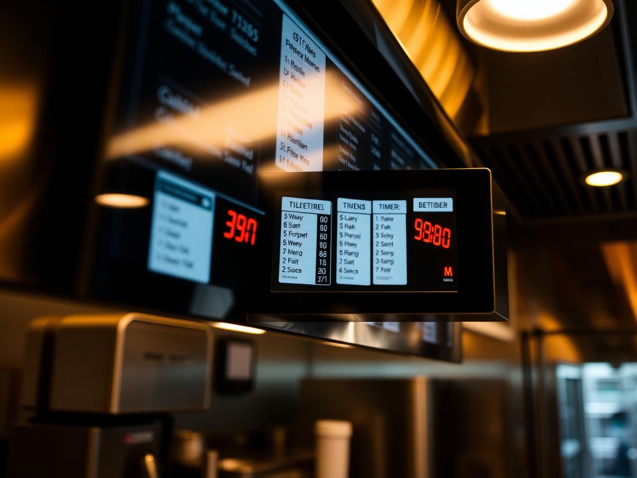 Kitchen display system in a restaurant